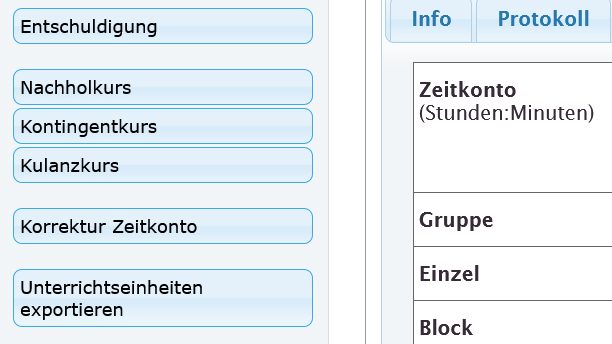 COCKPIT Verwaltungssoftware - persönliche Unterrichtsplanung und Teilnahmebuchhaltung im Zeitkonto